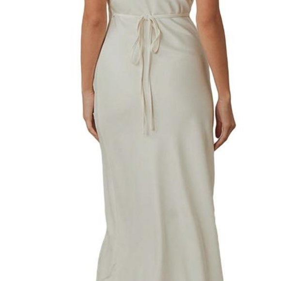 Sleeveless V-Neck Maxi Dress in Ivory - Picture 2 of 9